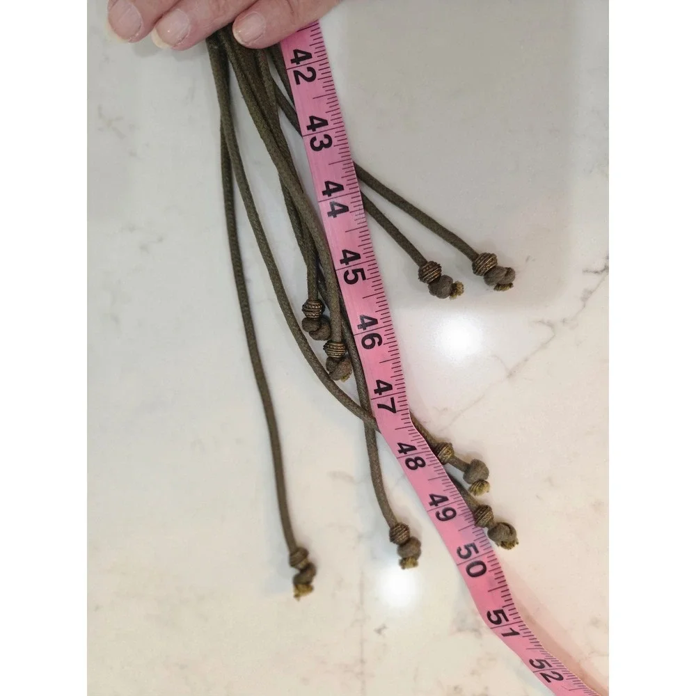 Unbranded Rope Cord Belt OS Olive Green Brass Boho Tribal Multi Strand Tie Wrap
